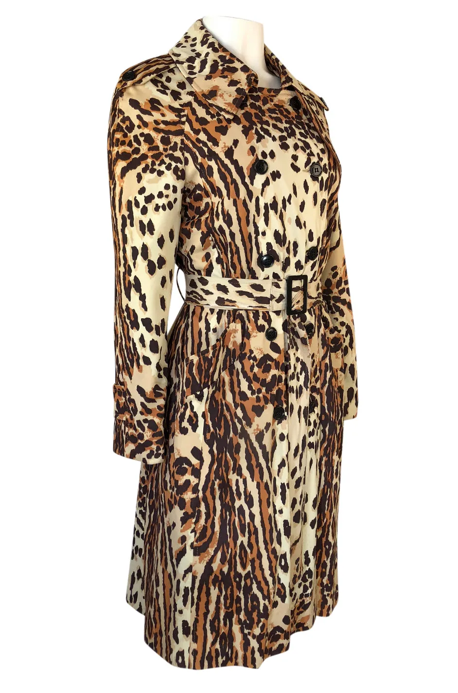 1960s Rain-Paka Traveler Jersey Leopard Print Foldable Trench Coat