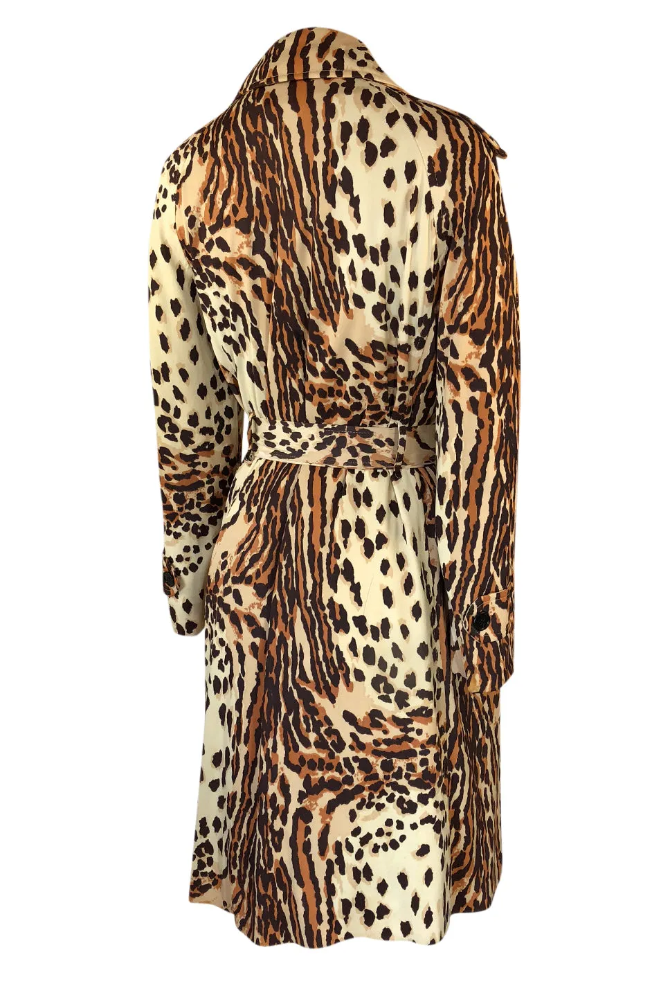 1960s Rain-Paka Traveler Jersey Leopard Print Foldable Trench Coat