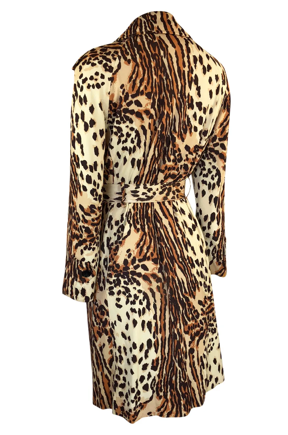 1960s Rain-Paka Traveler Jersey Leopard Print Foldable Trench Coat