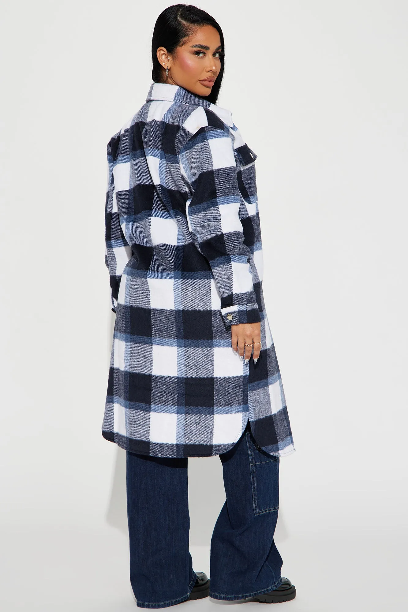 About Her Business Plaid Coat - Black