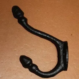 Acorn Design Double Coat Hat Wall Hooks, Solid Cast Iron 4 1/2&quot; tall, Black ~,  &quot;C inch  H-18