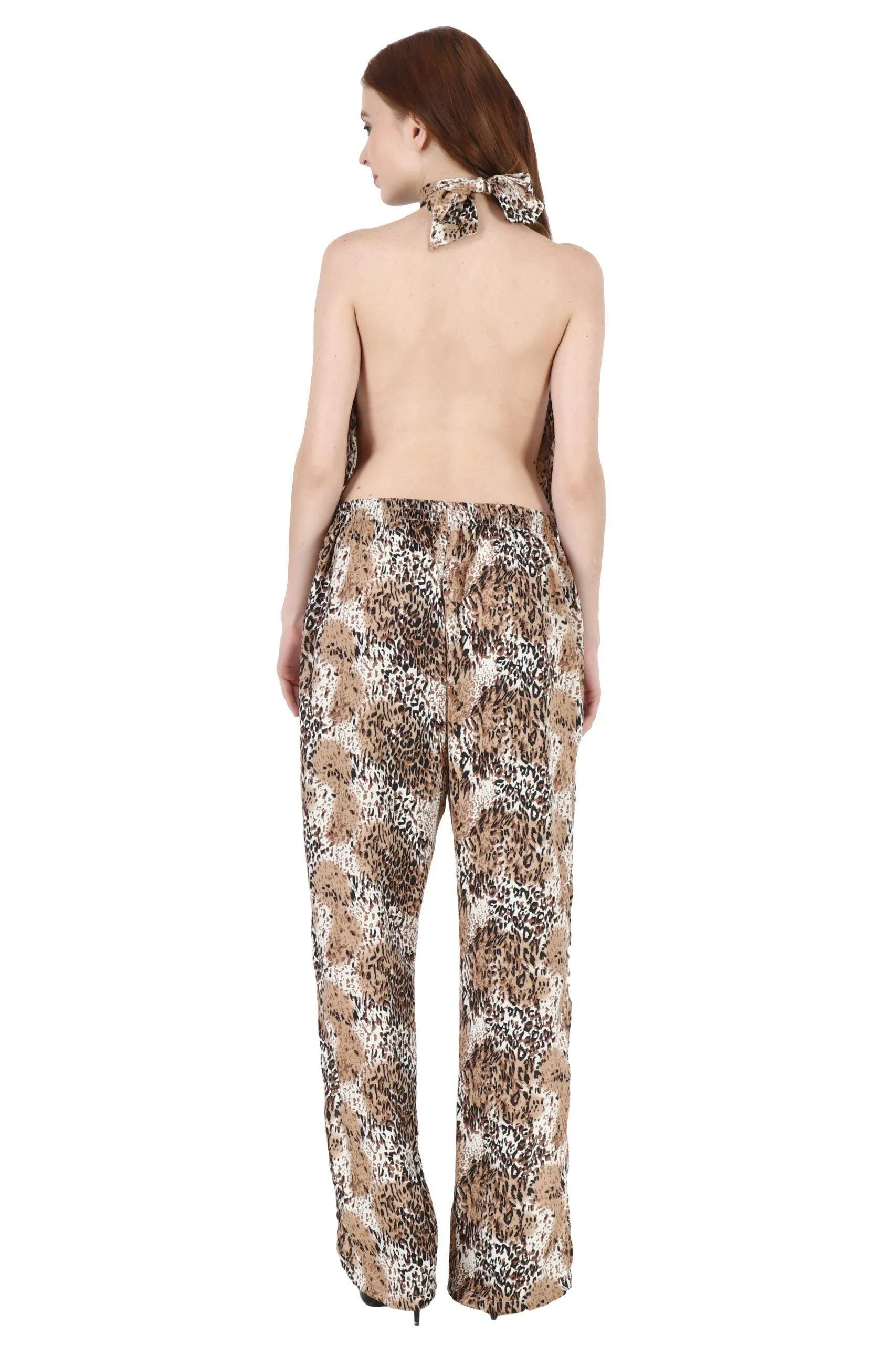 Animal Printed Jumpsuit with Side Slits