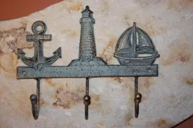 Antique-look Sailboat Home Decor, Sailboat Sailing Anchor Lighthouse Wall Hook, Coat Hat Hook, Cast Iron, Free Shipping, BL-69