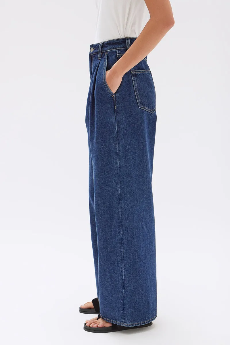 Assembly Label - Slack Pleat Wide Leg Jean - Heritage Blue