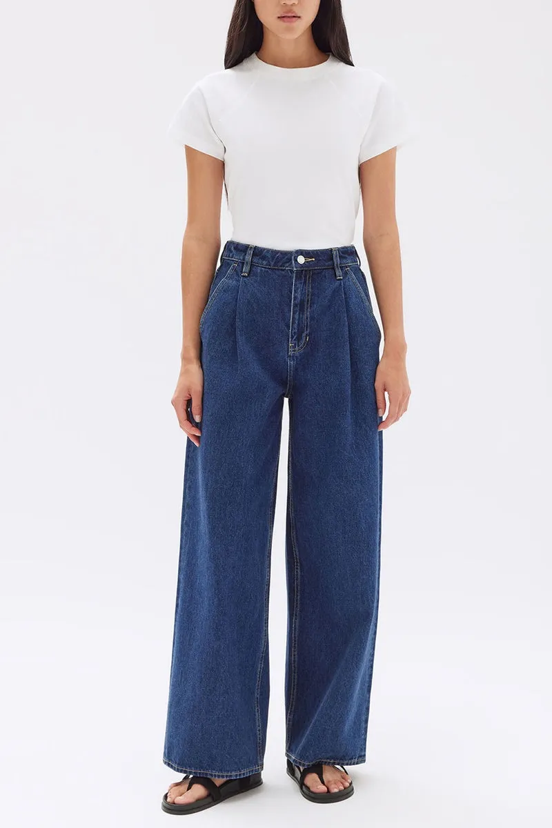 Assembly Label - Slack Pleat Wide Leg Jean - Heritage Blue