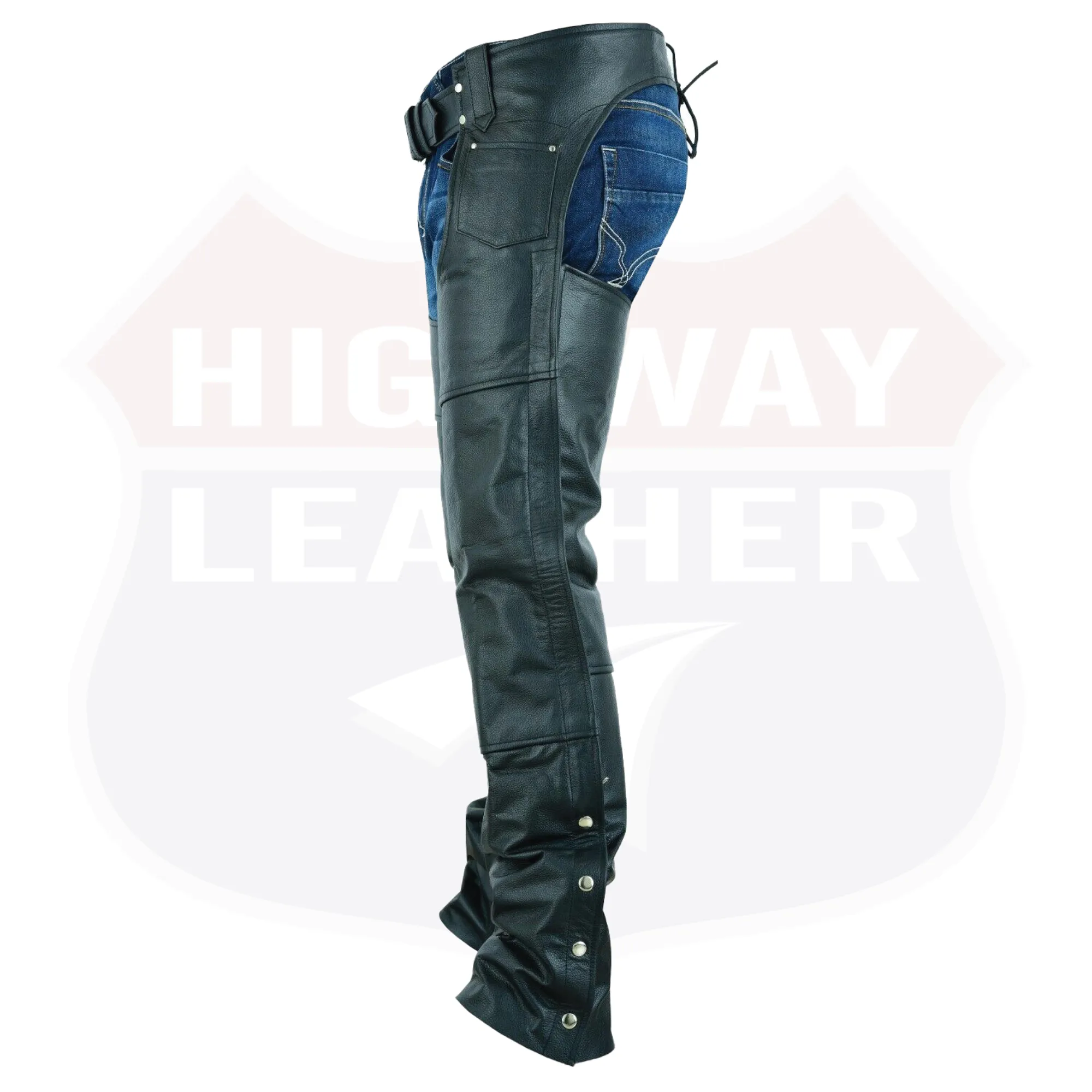 Basic Classic Style Leather Motorcycle Chap for Motorcycle Riding Plain Easy Fit