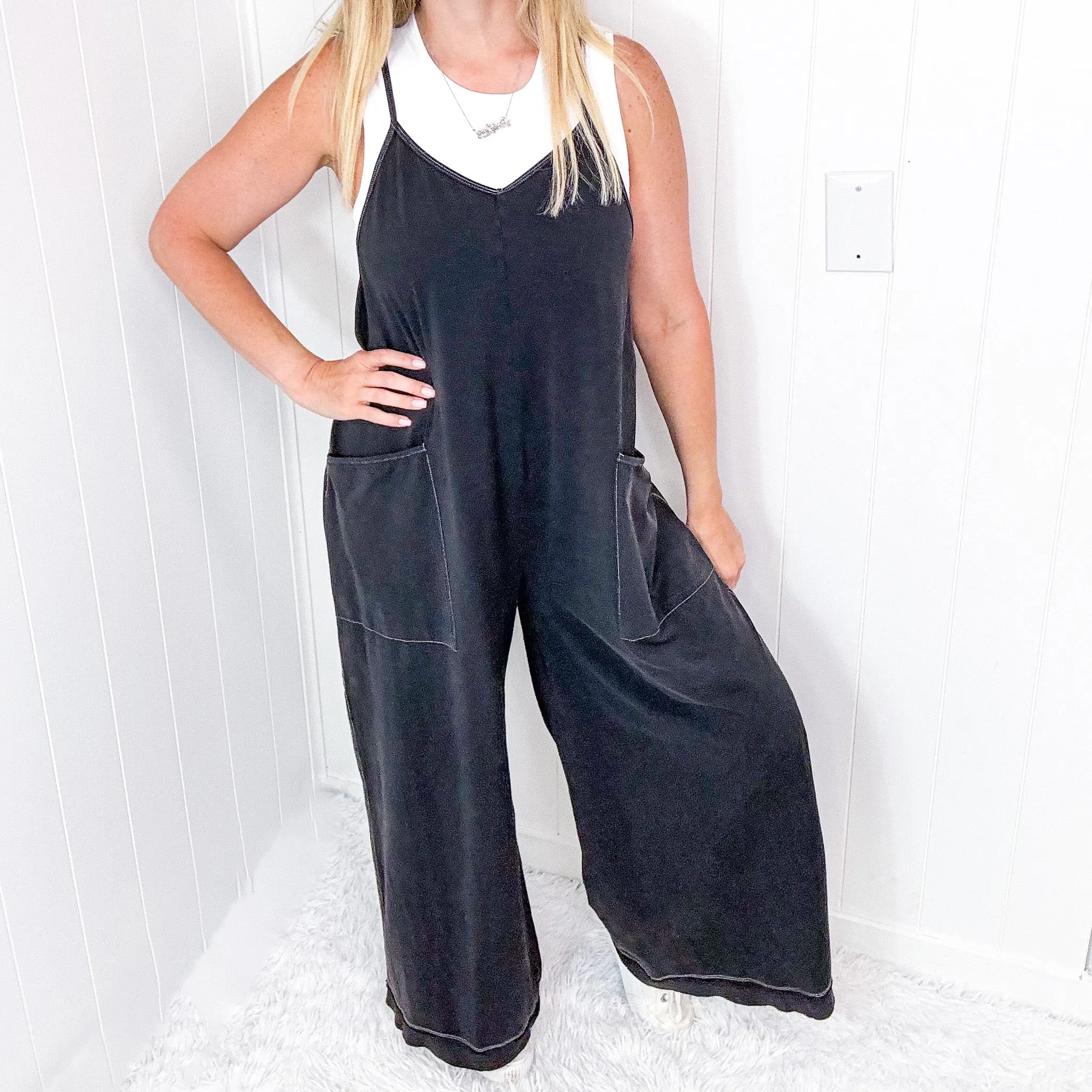 Beach Retreat Wide Leg Jumpsuit with Adjustable Straps in 6 Colors