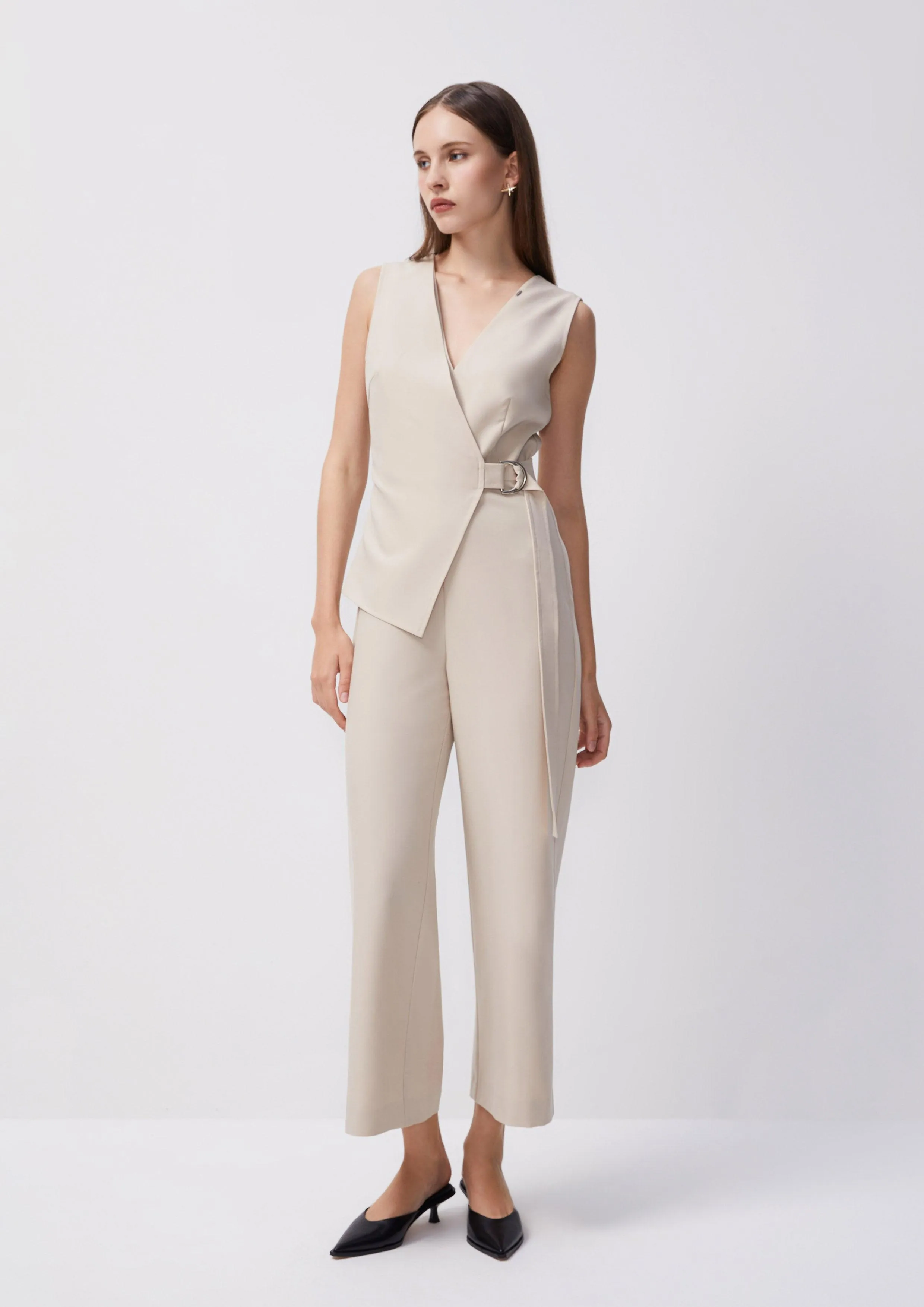 Beachside Oasis Sleeveless Wrap Jumpsuit