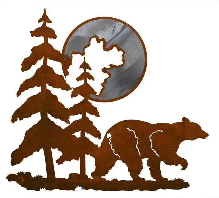 Bear & Moon 20" Wall Art - Burnished