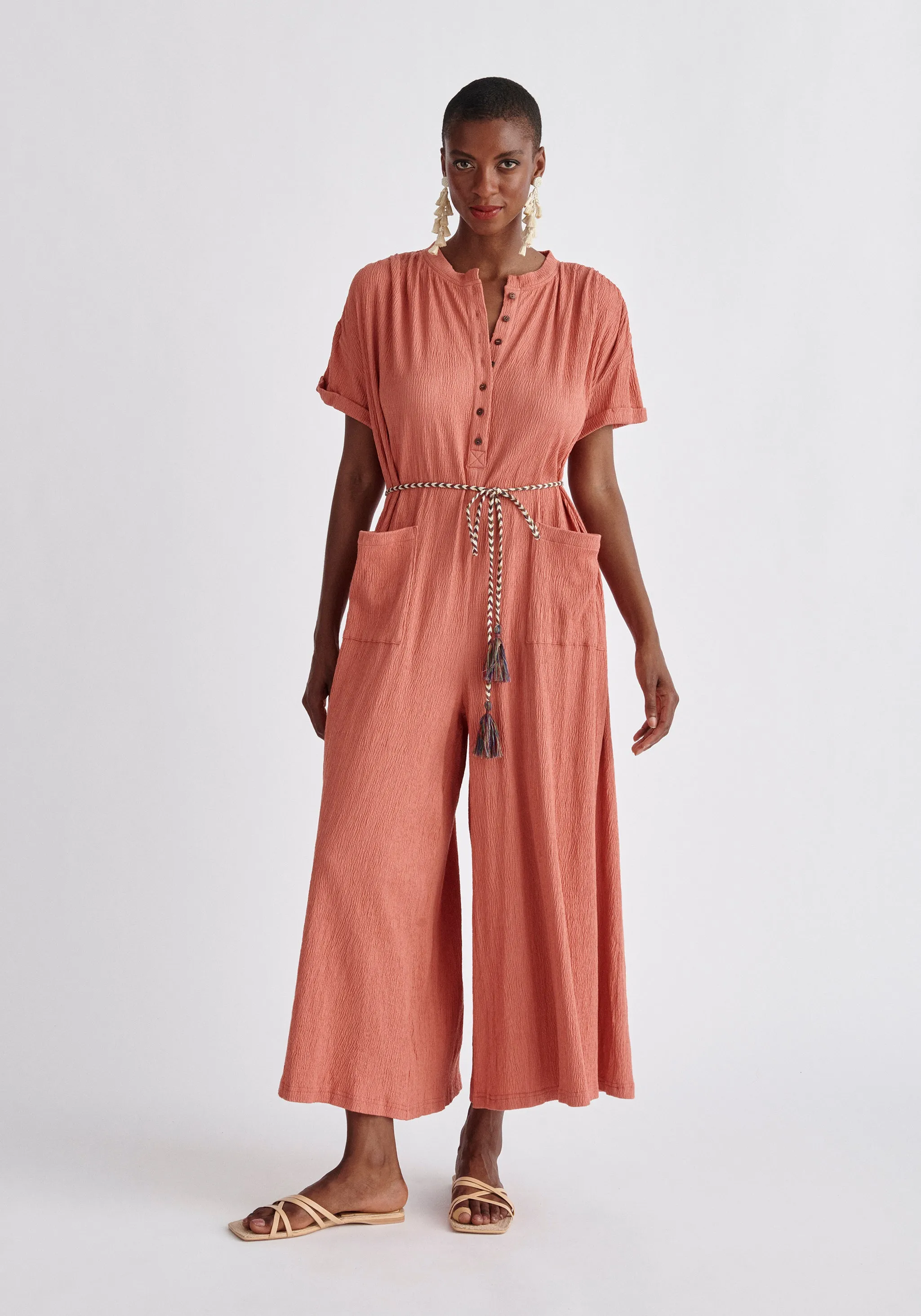 Belted Button Jumpsuit