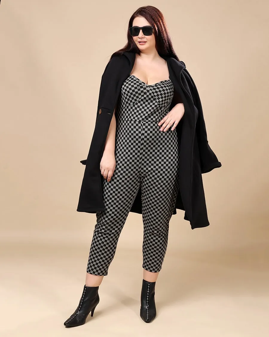 Black & Grey Checked Jumpsuit