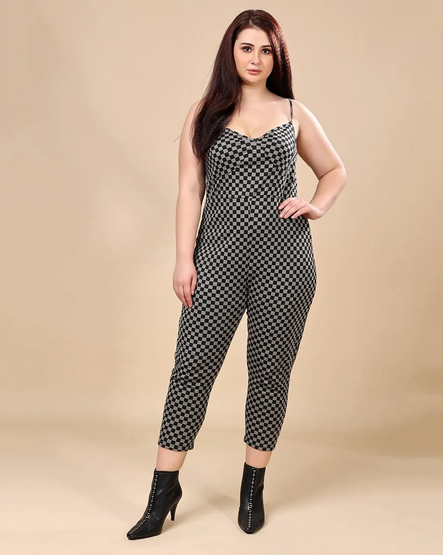 Black & Grey Checked Jumpsuit