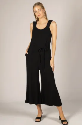 Black Linen Scrunchie Strap Jumpsuit