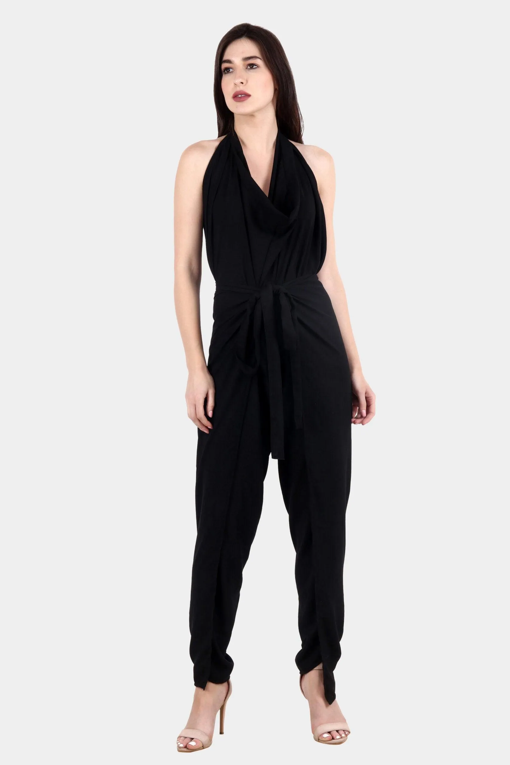 Black Solid Multiwear Jumpsuit/Pant