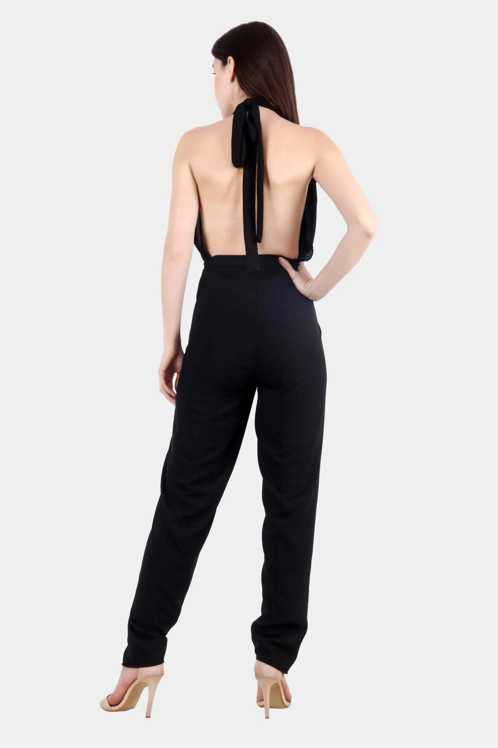 Black Solid Multiwear Jumpsuit/Pant