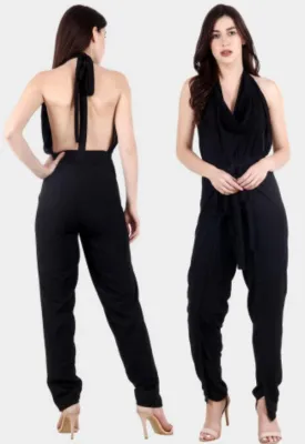 Black Solid Multiwear Jumpsuit/Pant