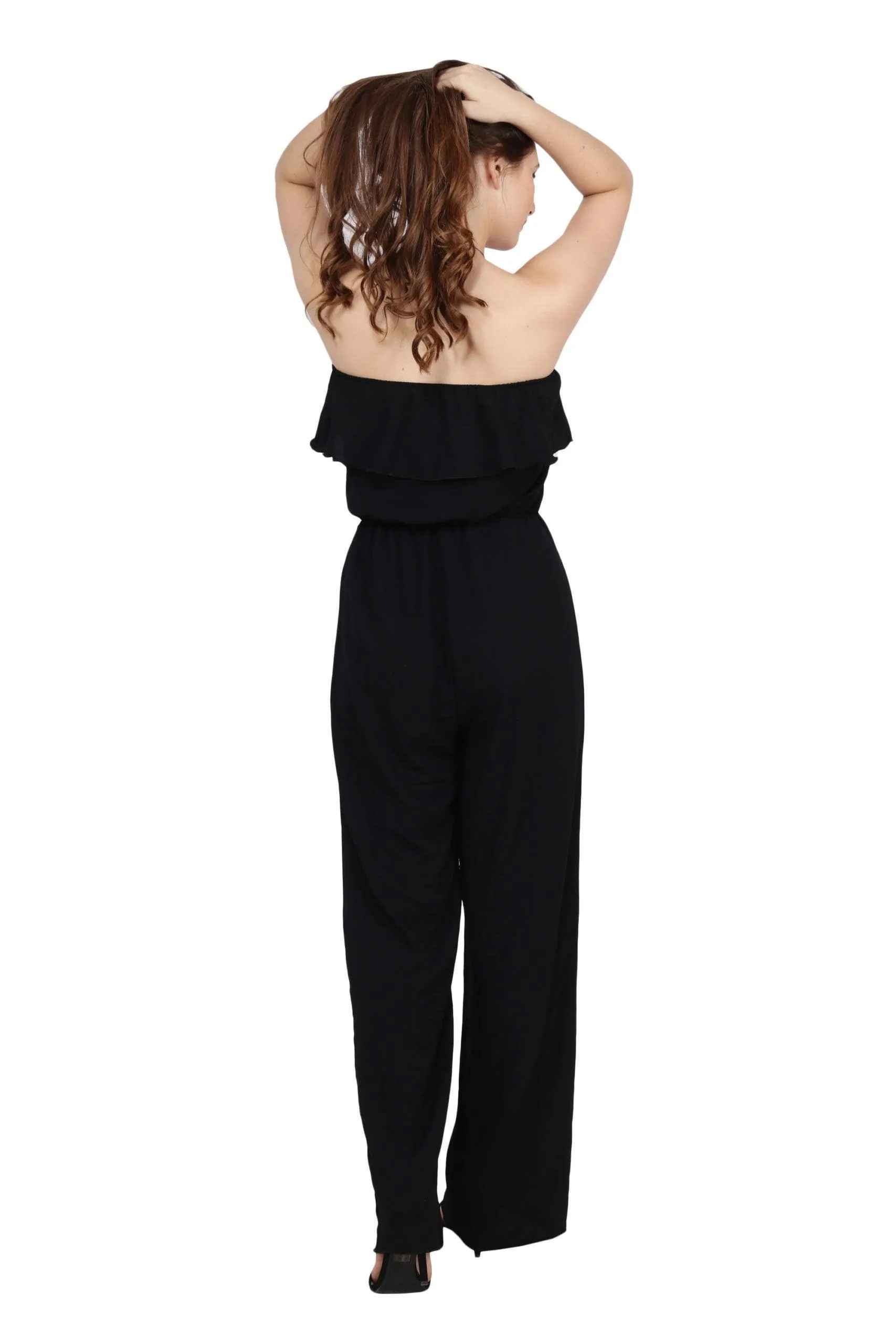 Black Solid Off Shoulder Jumpsuit