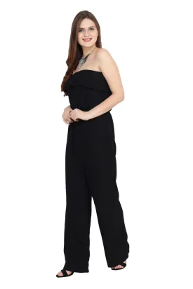 Black Solid Off Shoulder Jumpsuit