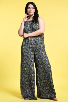 Blue Green Small Multi Printed Jumpsuit