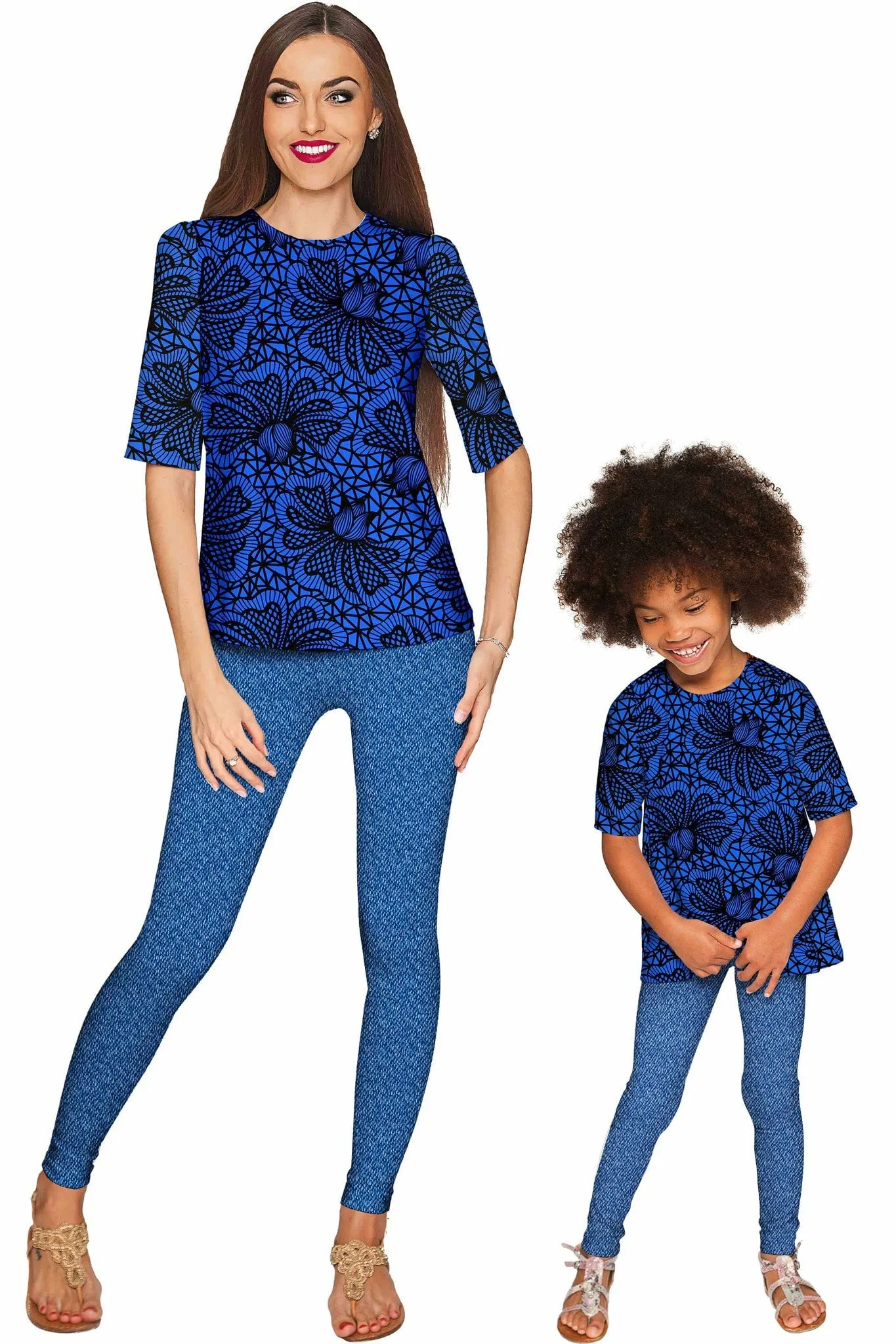 Blue Soulmate Sophia Elbow Sleeve Party Top - Mommy & Me