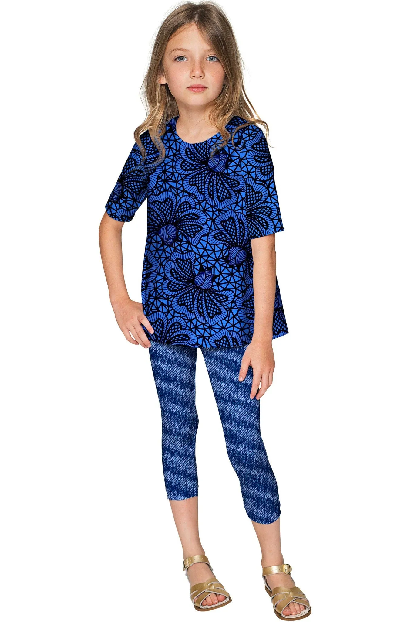 Blue Soulmate Sophia Elbow Sleeve Party Top - Mommy & Me