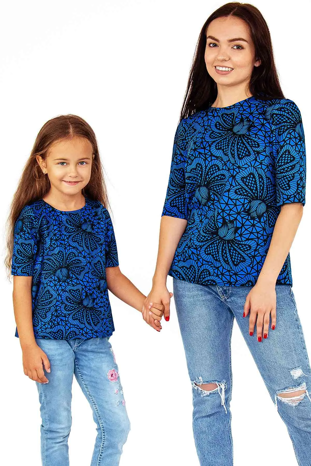 Blue Soulmate Sophia Elbow Sleeve Party Top - Mommy & Me