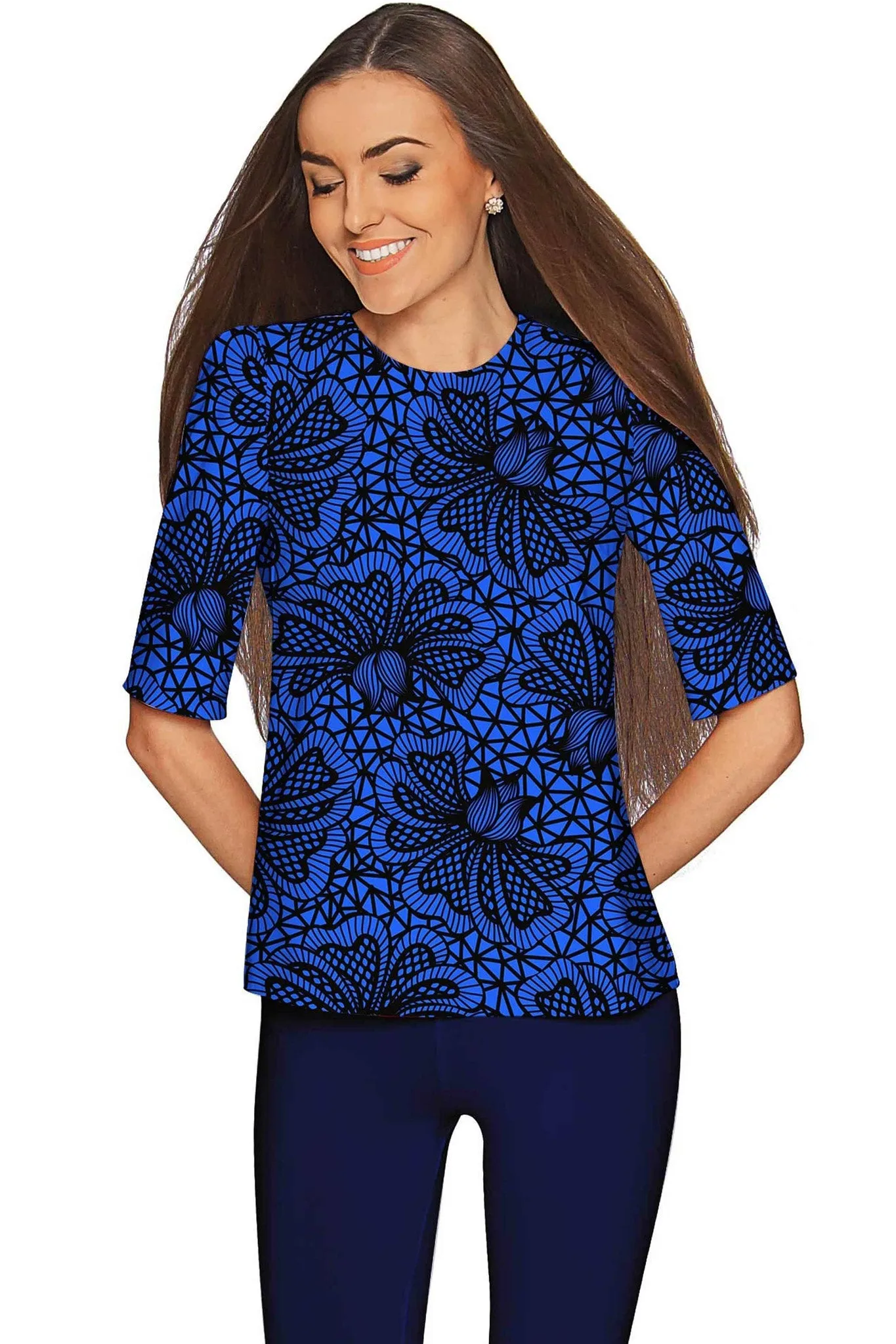 Blue Soulmate Sophia Elbow Sleeve Party Top - Mommy & Me