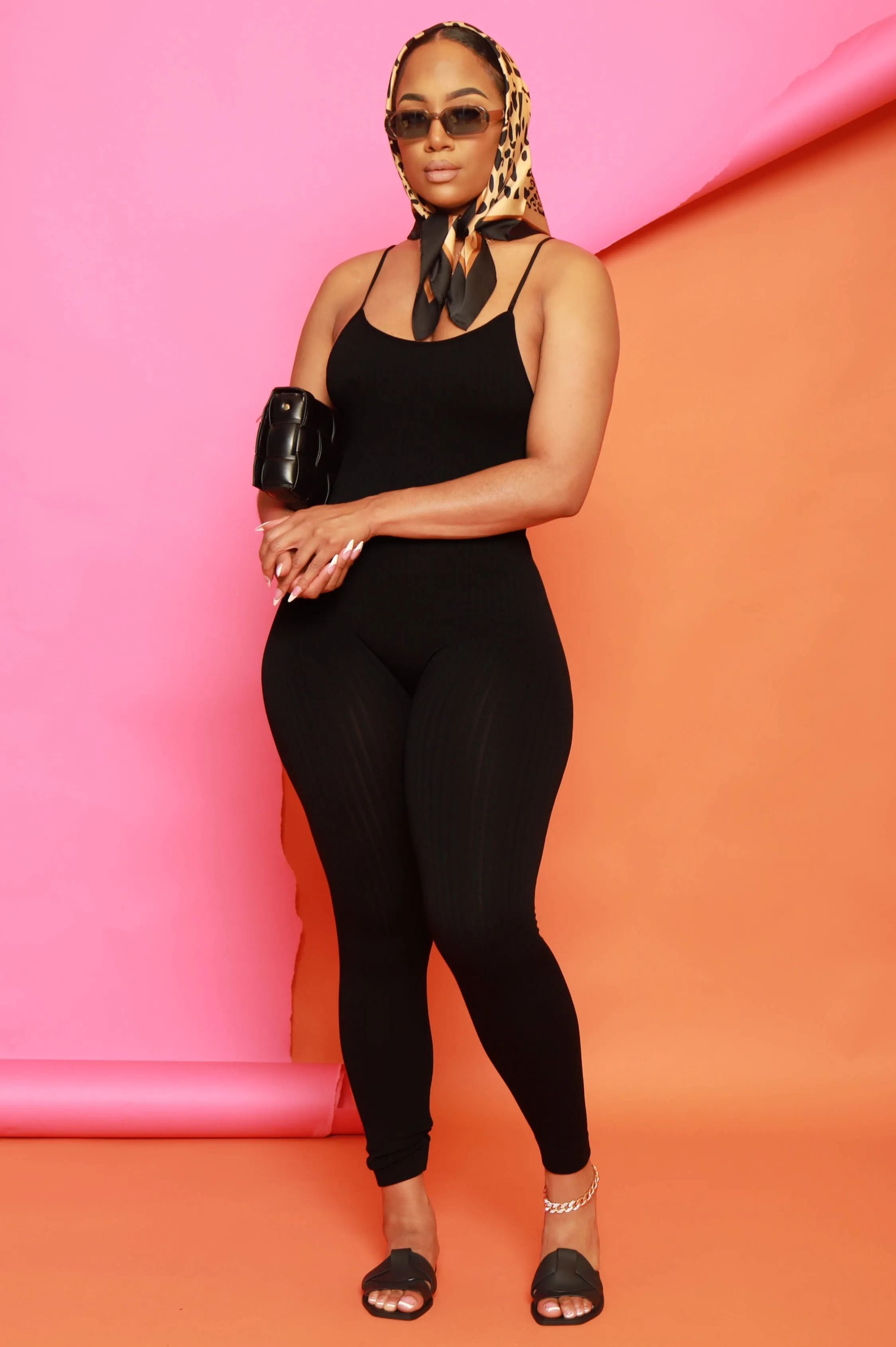 Body Heat Ribbed Seamless Jumpsuit - Black