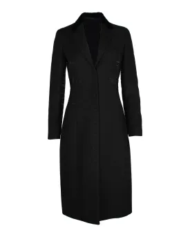 Bottega Veneta Side Stripe Coat in Black Lana Vergine