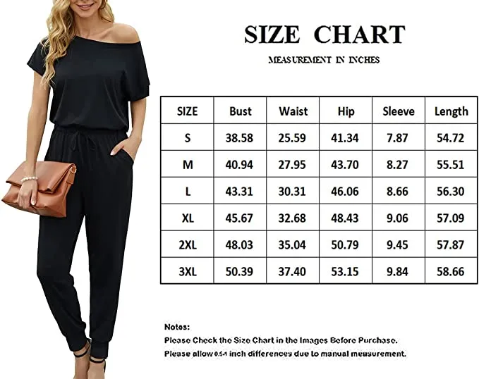 Brown Summer Jumpsuit Rompers Off Shoulder for Women with Pockets Casual Elastic Waist - KAY SINN