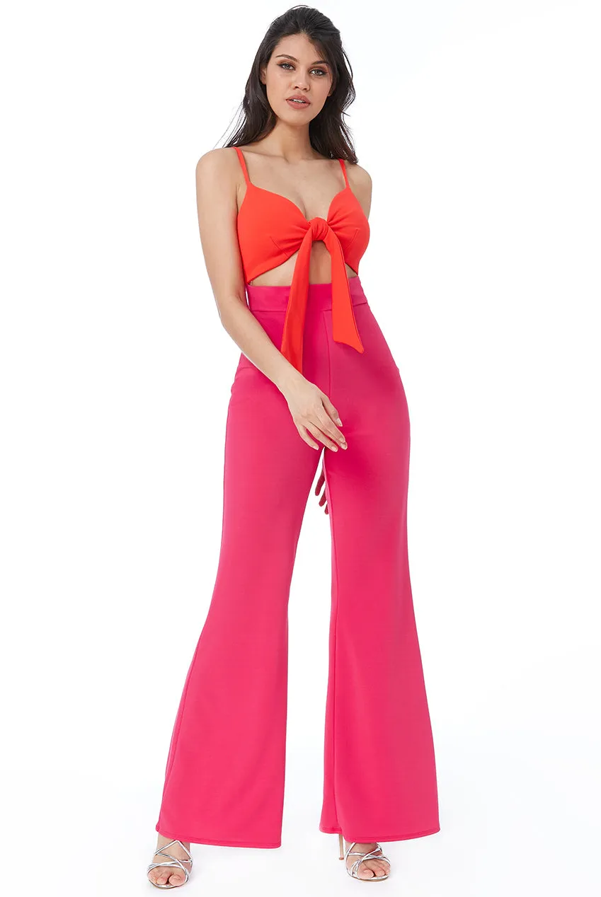 City Goddess Front Bow Tie Jumpsuit