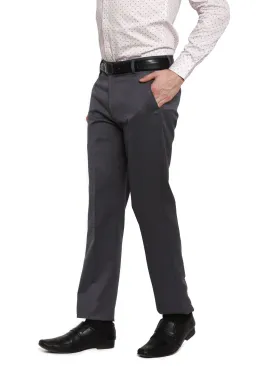 Cliths Men's Solid Grey Slim Fit Formal Trouser, Formal Pants for Men Office Wear