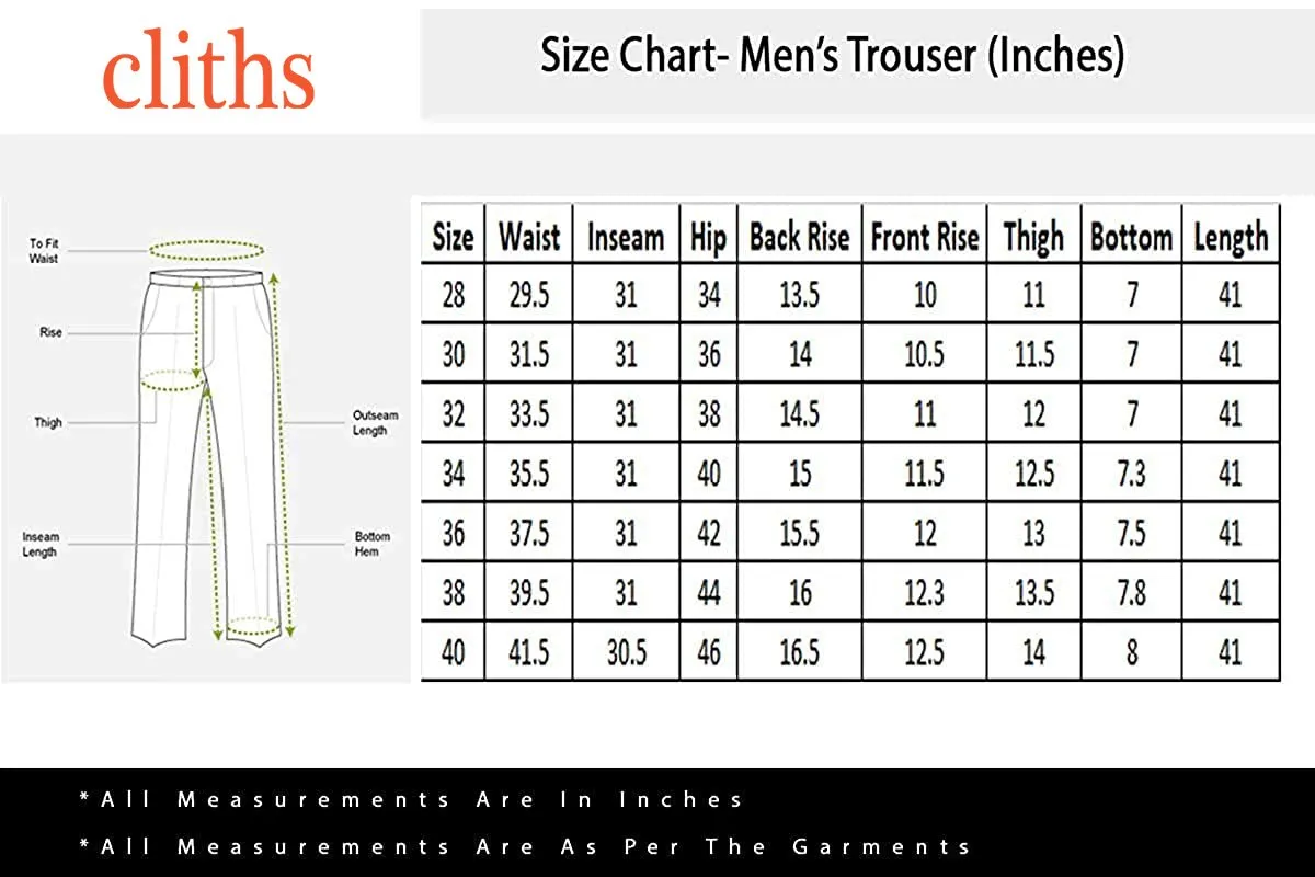 Cliths Men's Solid Grey Slim Fit Formal Trouser, Formal Pants for Men Office Wear