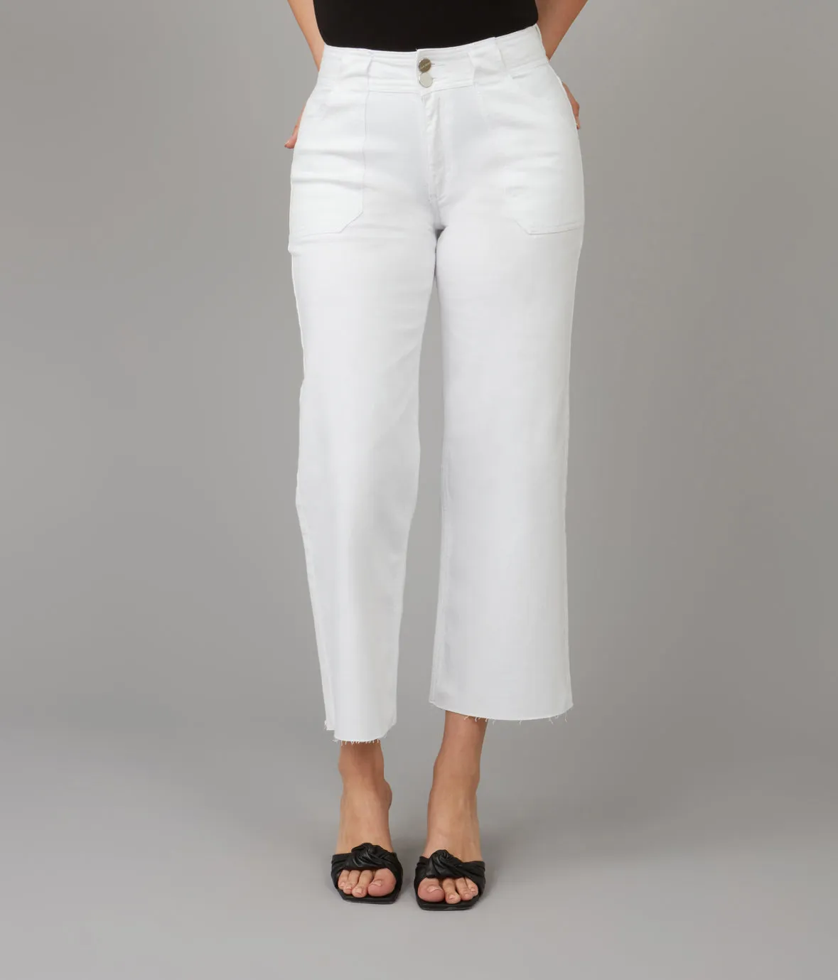 COLETTE-WHT High Rise Wide Leg Jeans