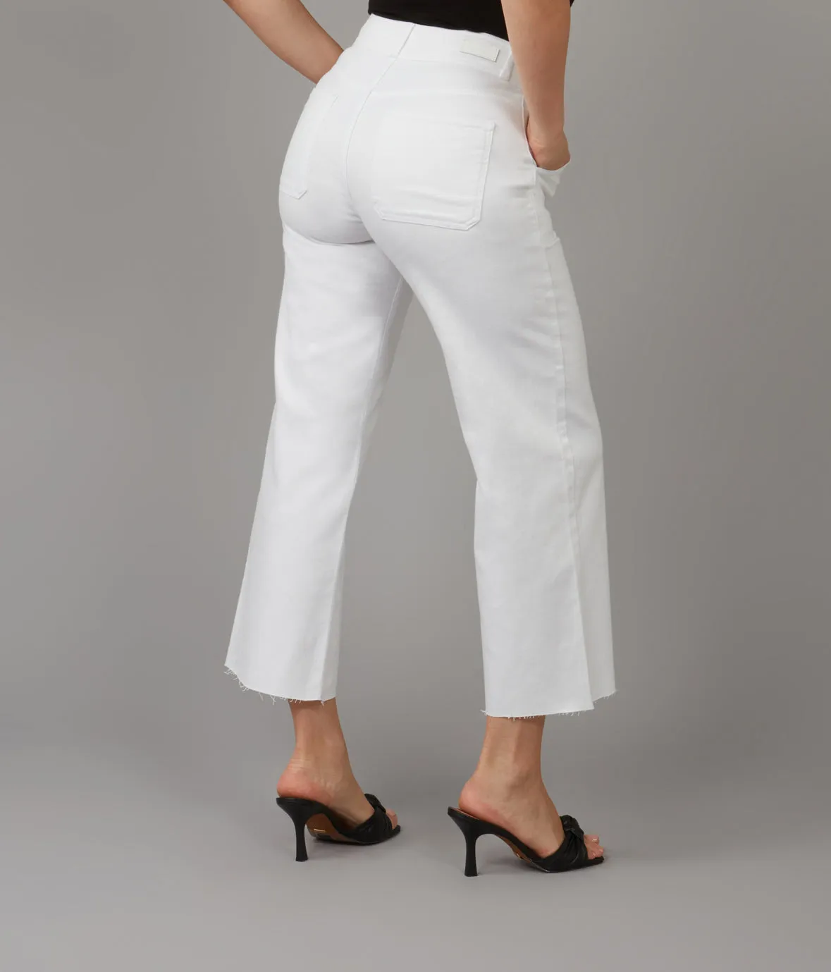 COLETTE-WHT High Rise Wide Leg Jeans