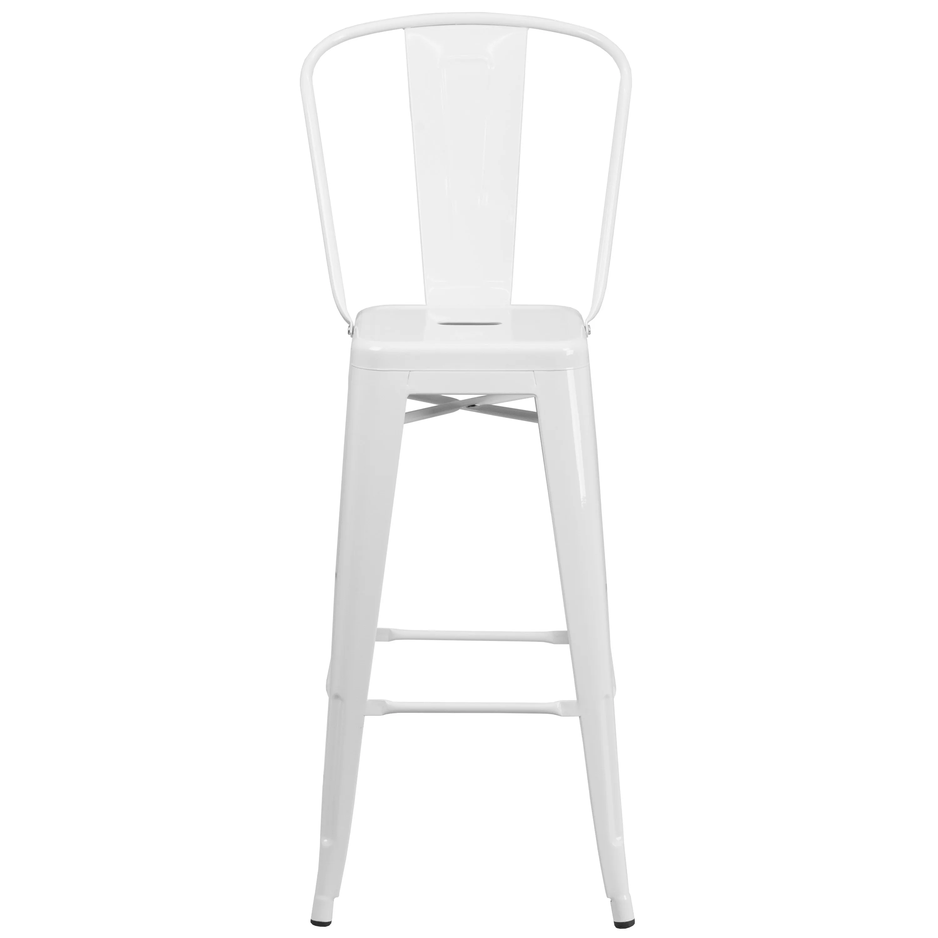 Commercial Grade 30" High Metal Indoor-Outdoor Barstool with Back