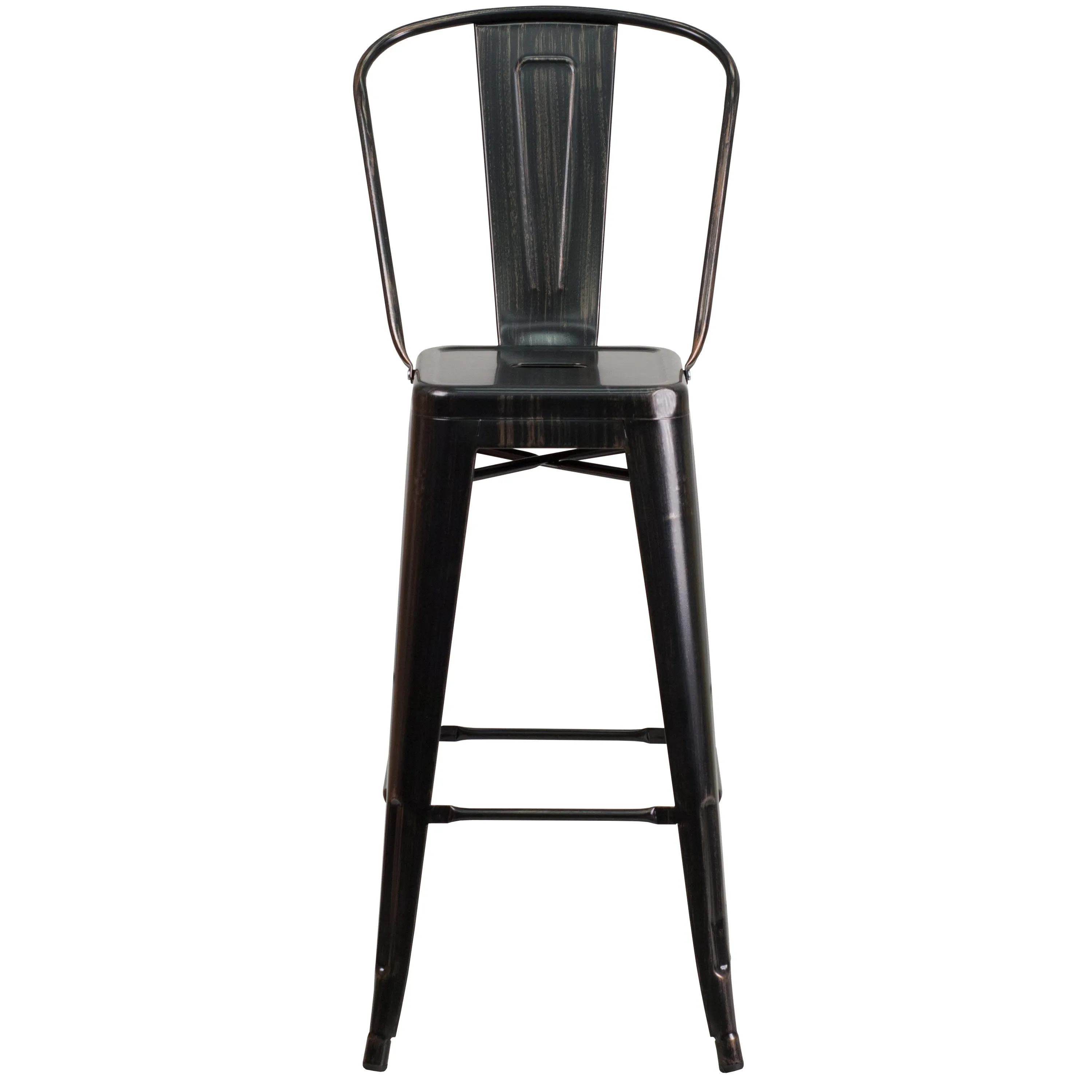 Commercial Grade 30" High Metal Indoor-Outdoor Barstool with Back