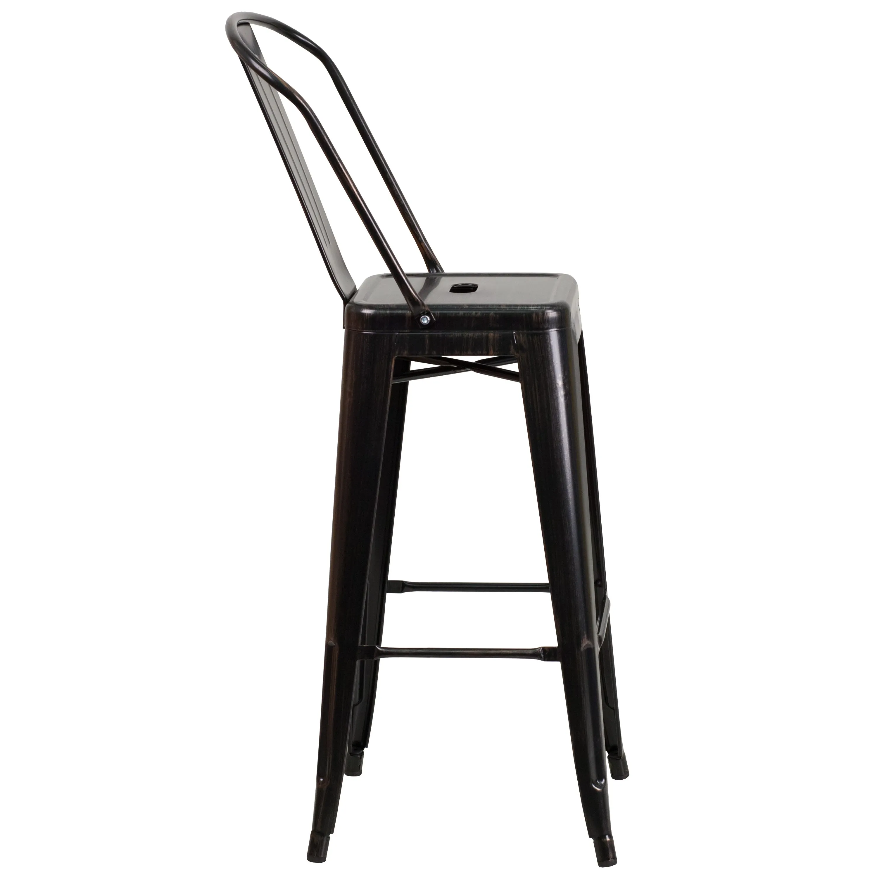 Commercial Grade 30" High Metal Indoor-Outdoor Barstool with Back