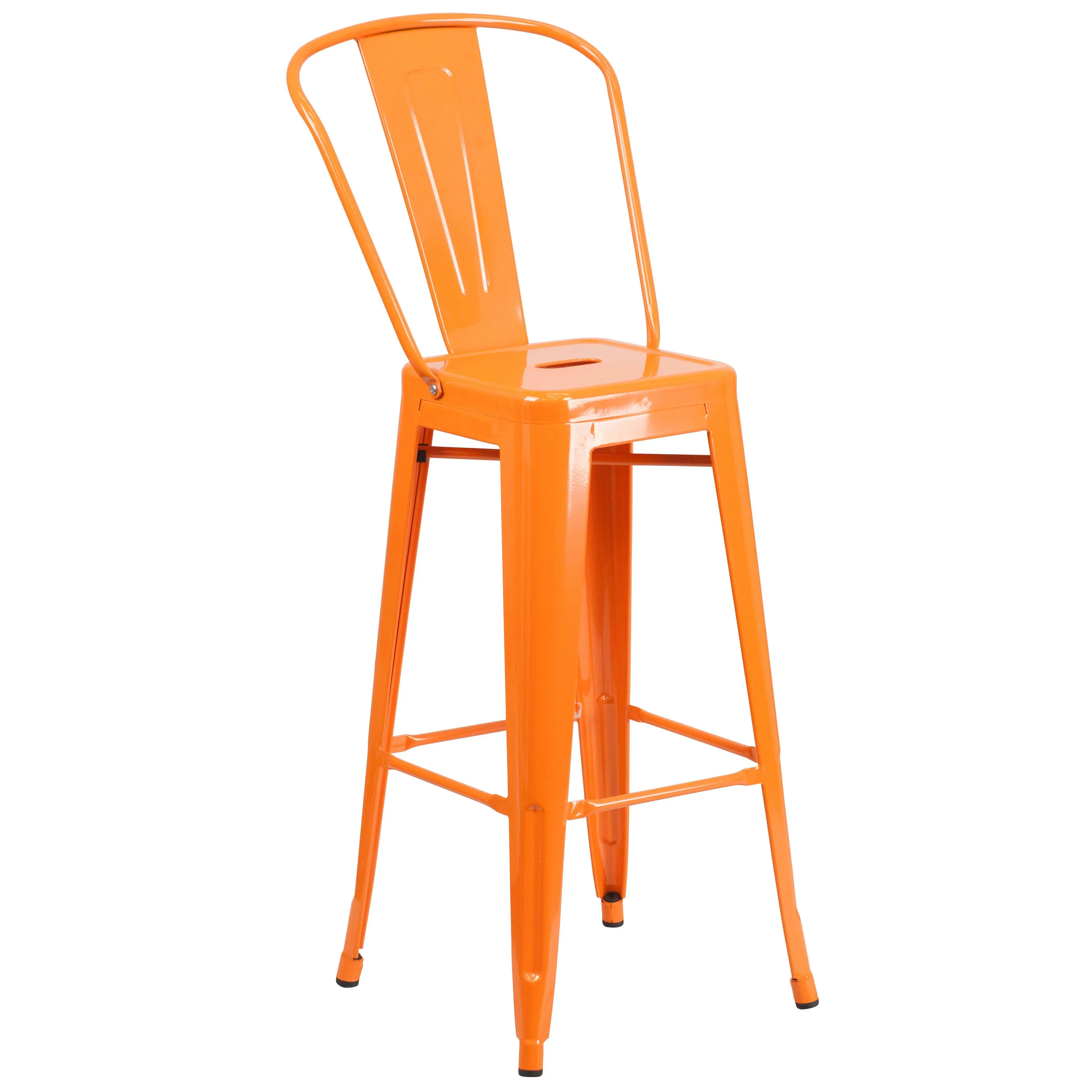 Commercial Grade 30" High Metal Indoor-Outdoor Barstool with Back