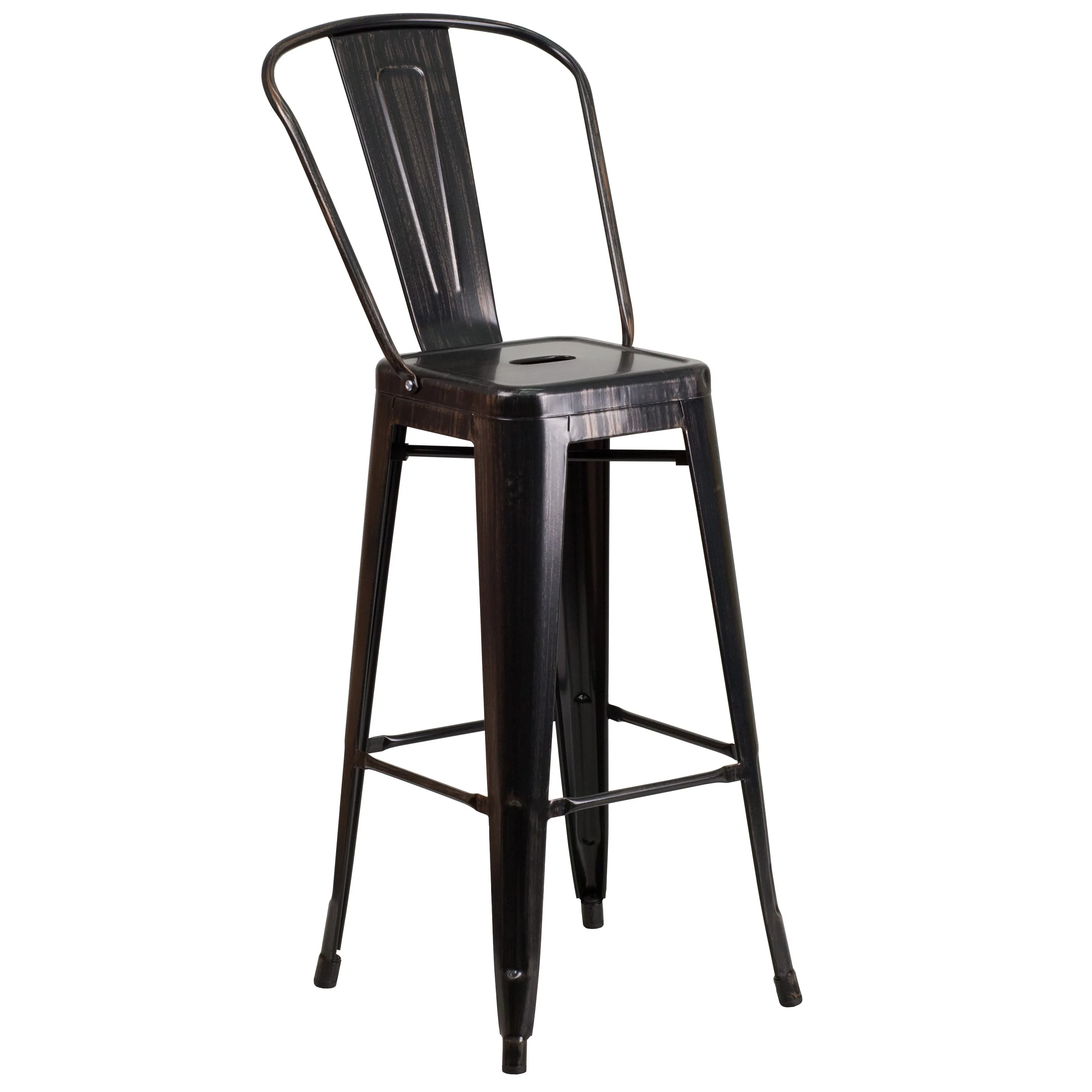 Commercial Grade 30" High Metal Indoor-Outdoor Barstool with Back