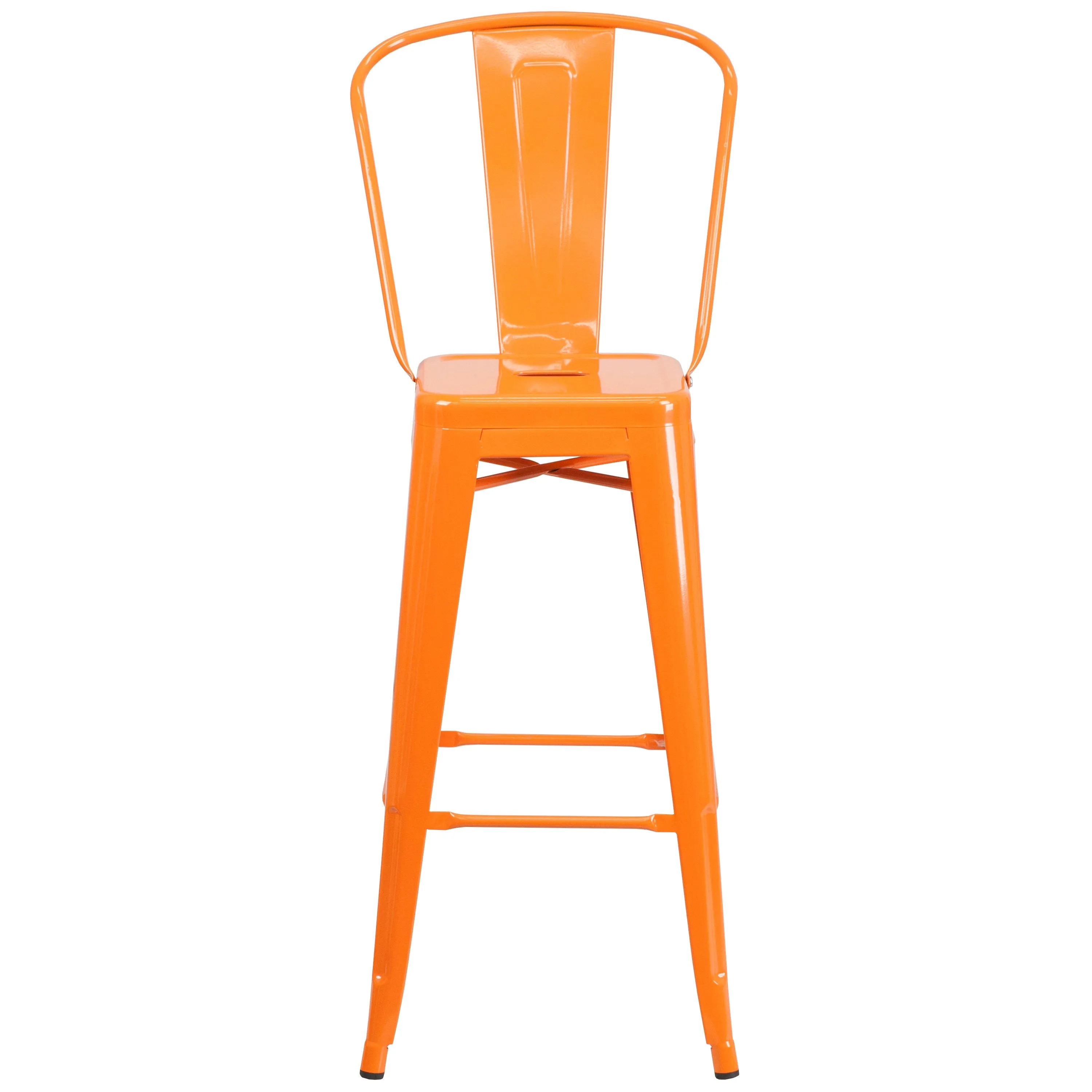 Commercial Grade 30" High Metal Indoor-Outdoor Barstool with Back