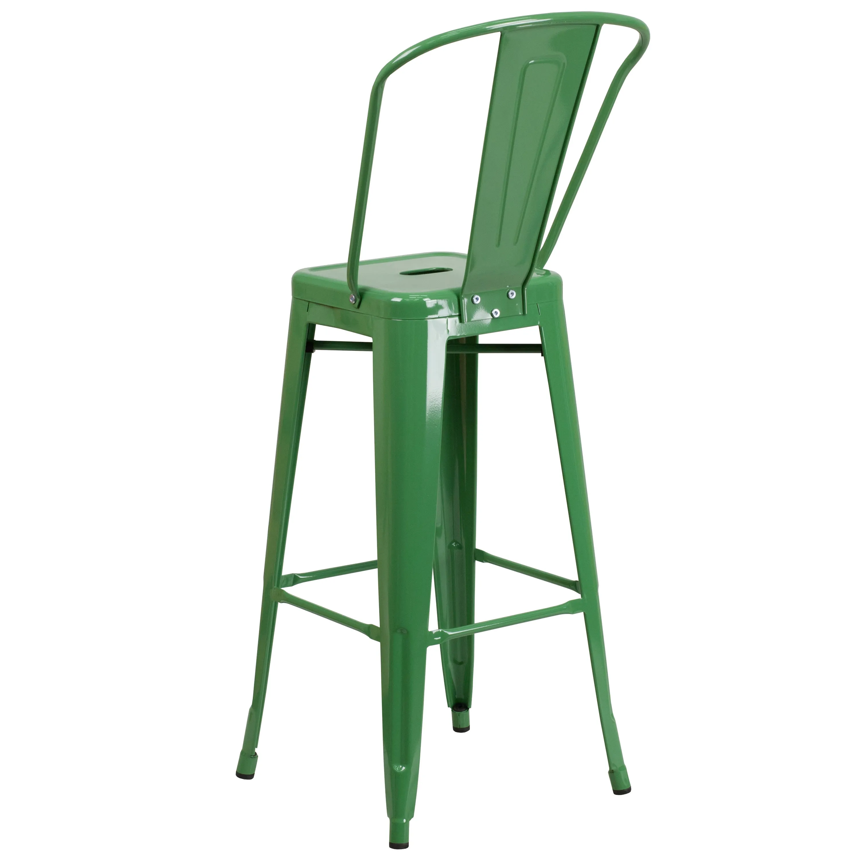 Commercial Grade 30" High Metal Indoor-Outdoor Barstool with Back