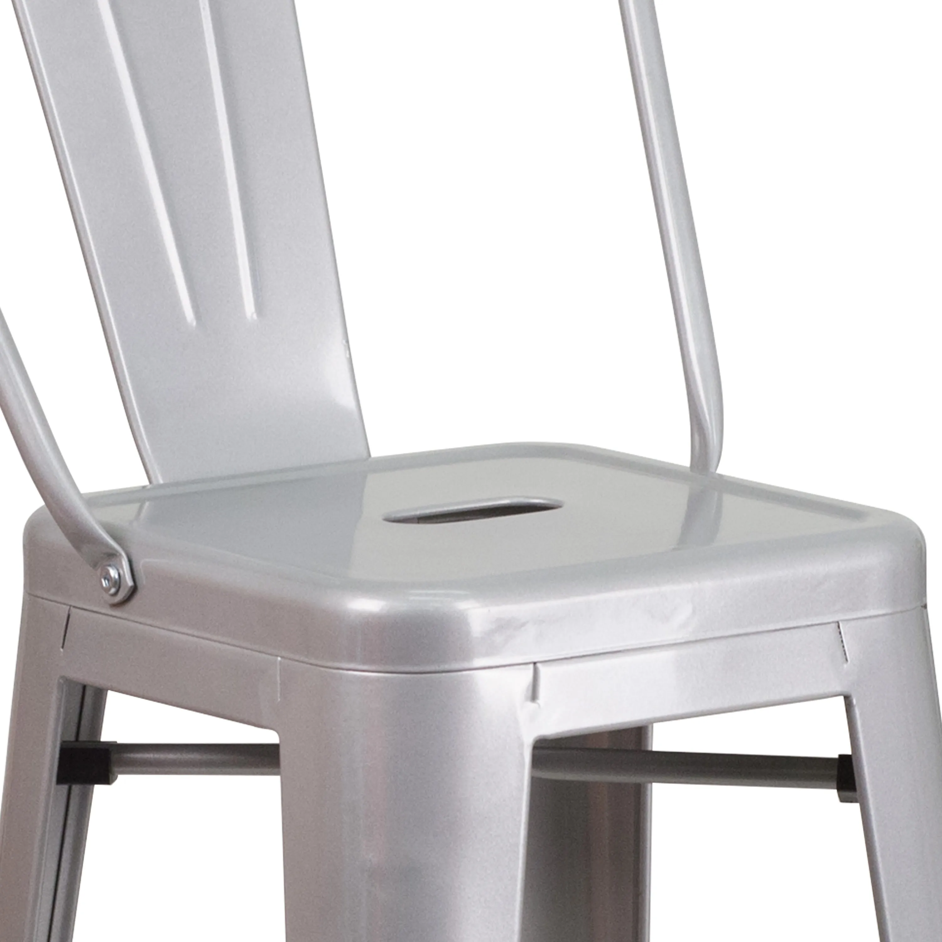 Commercial Grade 30" High Metal Indoor-Outdoor Barstool with Back