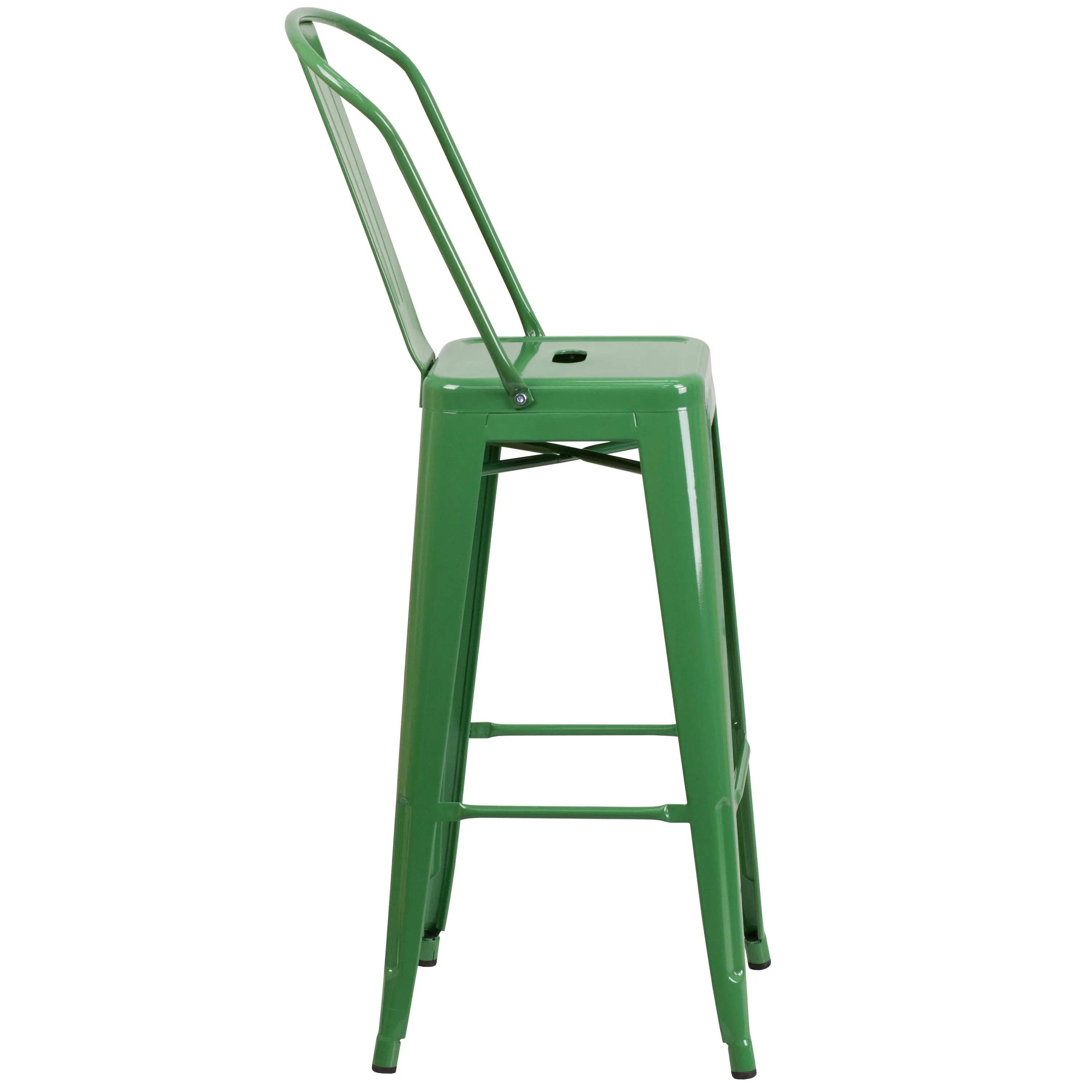 Commercial Grade 30" High Metal Indoor-Outdoor Barstool with Back