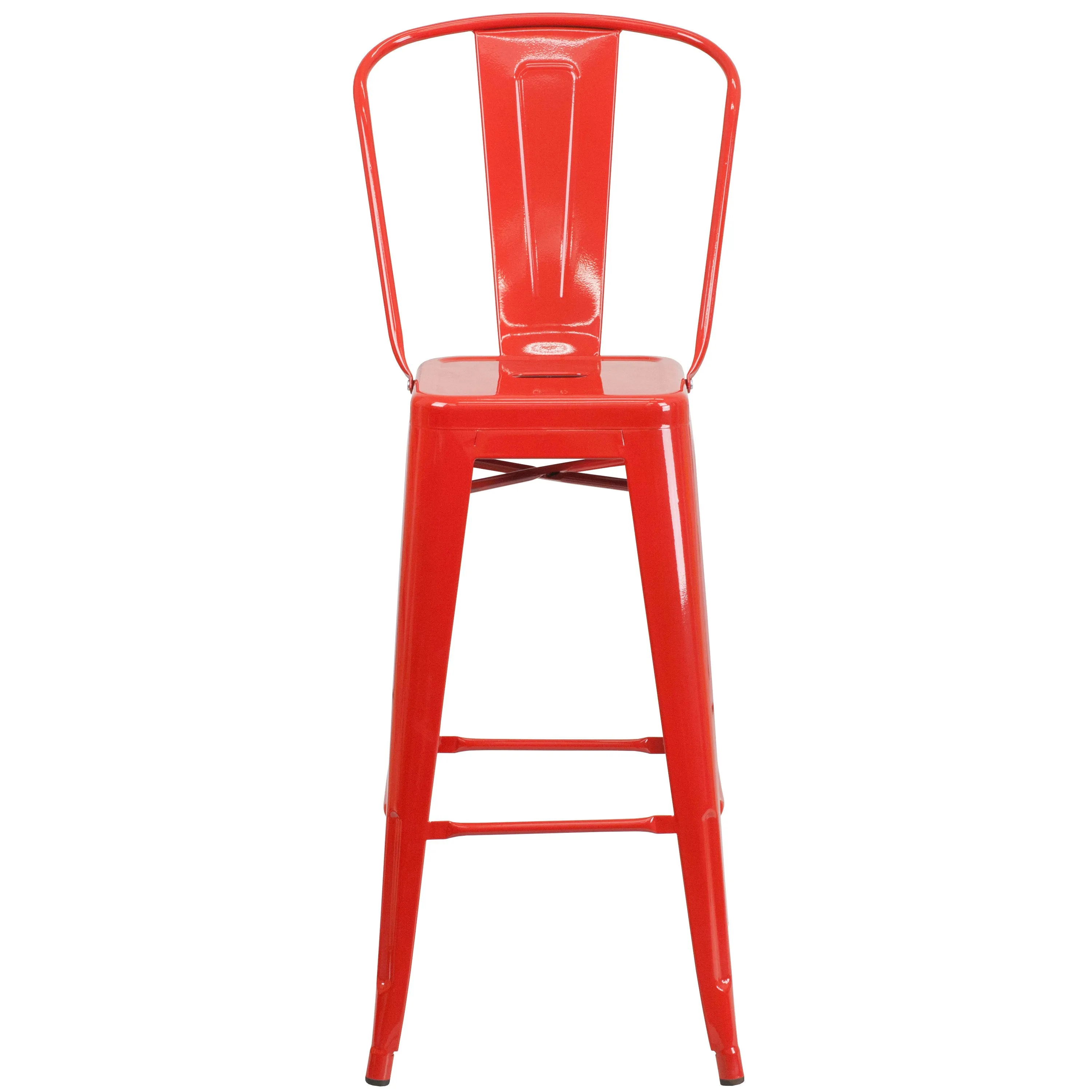 Commercial Grade 30" High Metal Indoor-Outdoor Barstool with Back