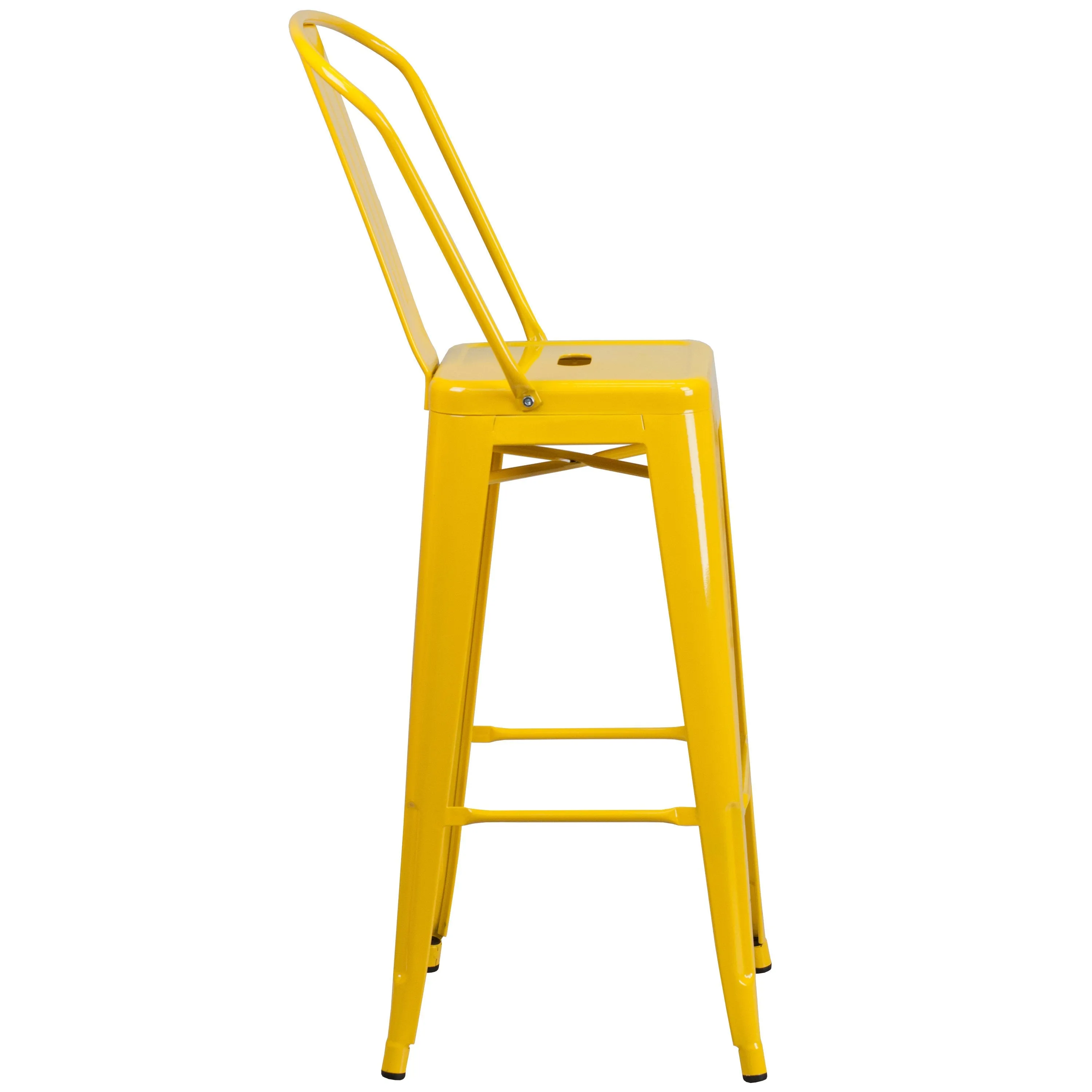 Commercial Grade 30" High Metal Indoor-Outdoor Barstool with Back