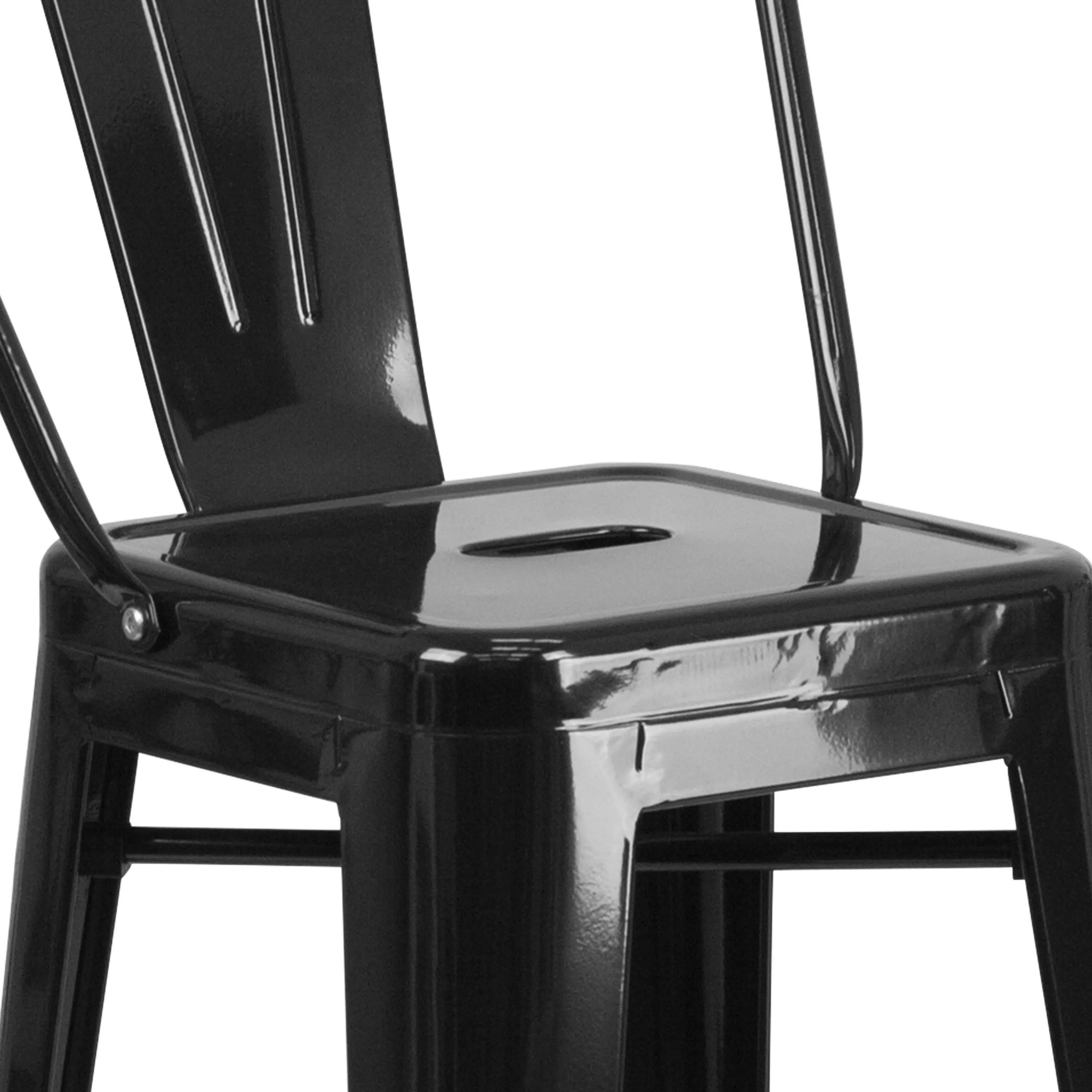 Commercial Grade 30" High Metal Indoor-Outdoor Barstool with Back