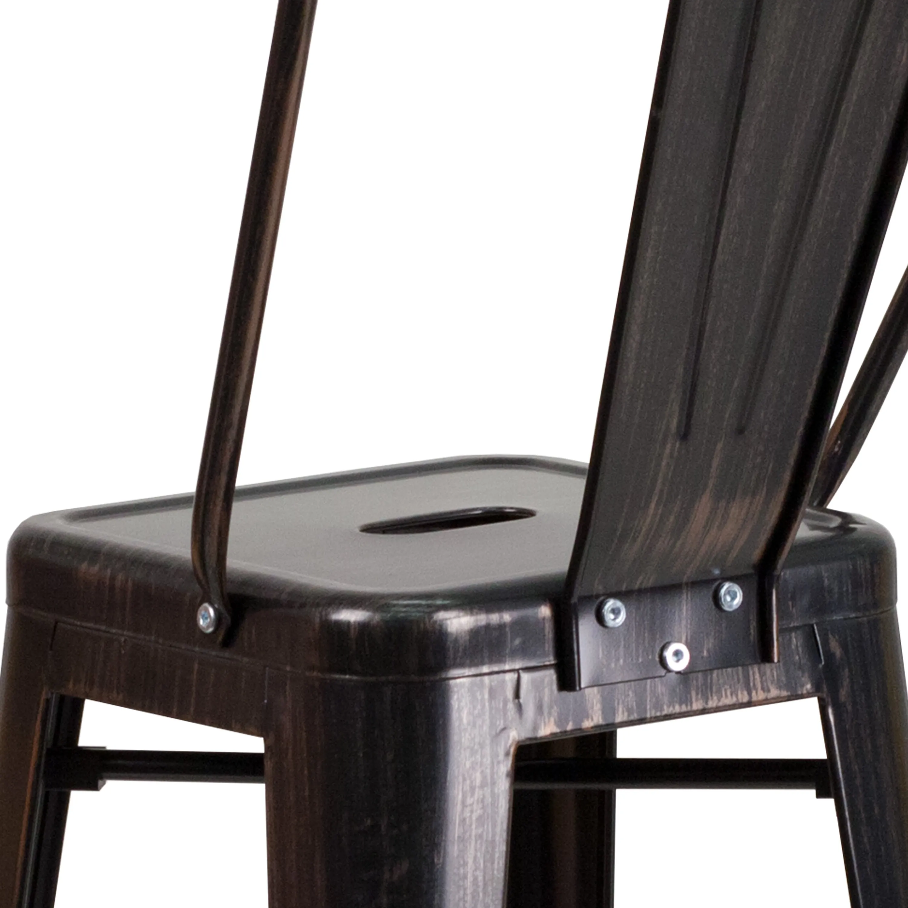 Commercial Grade 30" High Metal Indoor-Outdoor Barstool with Back