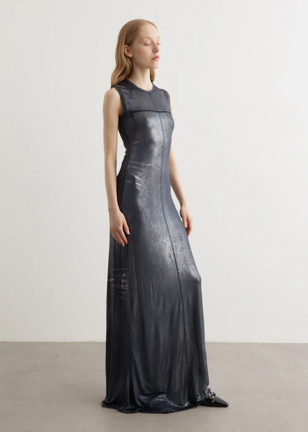 D-Vety Abito Wet Look Maxi Dress