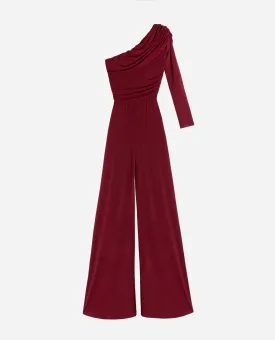 Diona – One-shoulder design – Burgundy jumpsuit